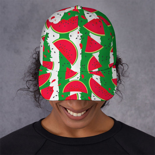 Green Stripes Watermelon Pattern Print Baseball Cap