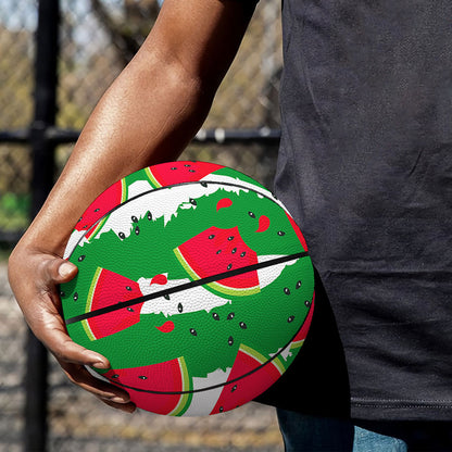 Green Stripes Watermelon Pattern Print Basketball