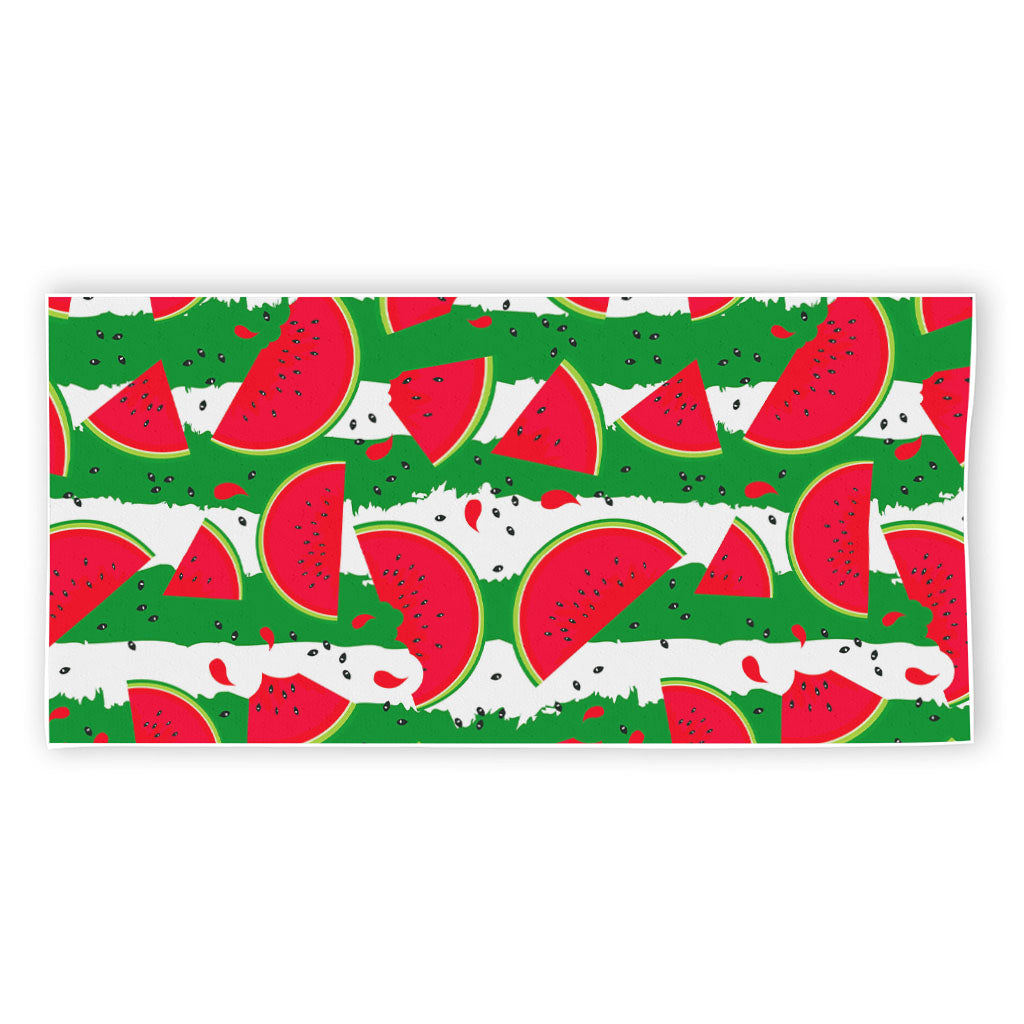 Green Stripes Watermelon Pattern Print Beach Towel