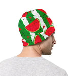 Green Stripes Watermelon Pattern Print Beanie