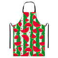 Green Stripes Watermelon Pattern Print Bib Apron With Pocket