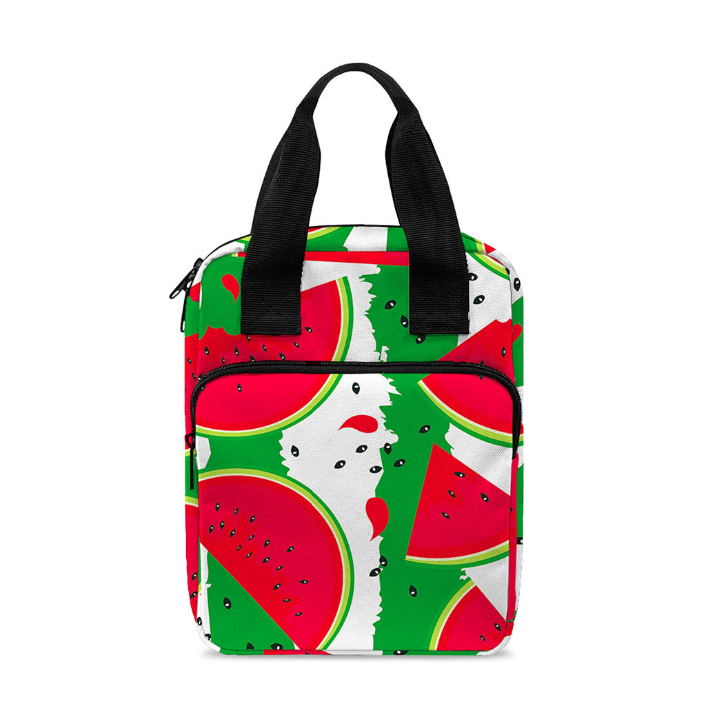 Green Stripes Watermelon Pattern Print Bible Tote Bag