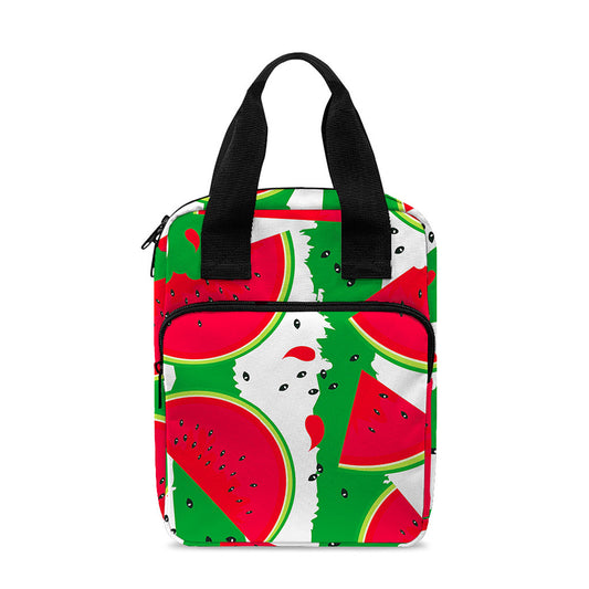 Green Stripes Watermelon Pattern Print Bible Tote Bag