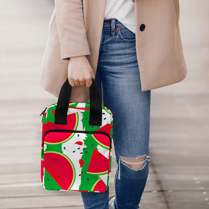 Green Stripes Watermelon Pattern Print Bible Tote Bag