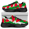 Green Stripes Watermelon Pattern Print Black Chunky Shoes
