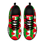 Green Stripes Watermelon Pattern Print Black Running Shoes