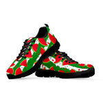 Green Stripes Watermelon Pattern Print Black Running Shoes