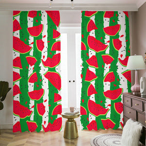 Green Stripes Watermelon Pattern Print Blackout Pencil Pleat Curtains