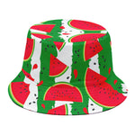 Green Stripes Watermelon Pattern Print Bucket Hat