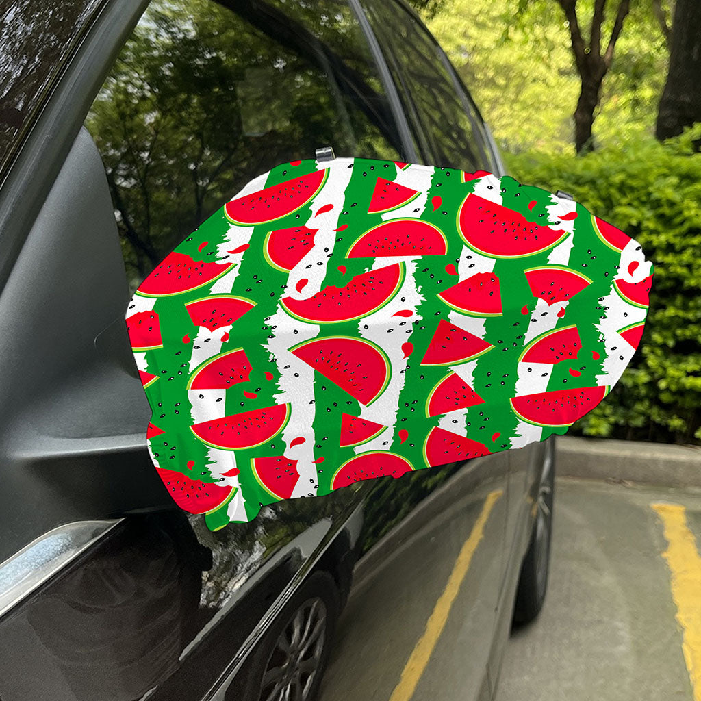Green Stripes Watermelon Pattern Print Car Side Mirror Covers