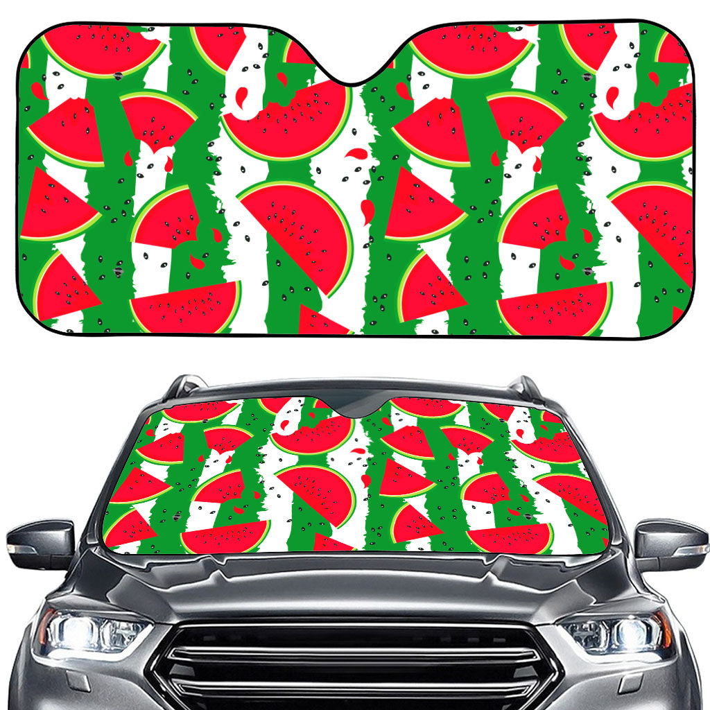 Green Stripes Watermelon Pattern Print Car Windshield Sun Shade