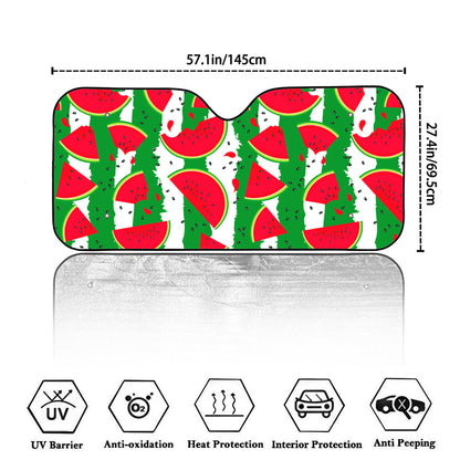 Green Stripes Watermelon Pattern Print Car Windshield Sun Shade