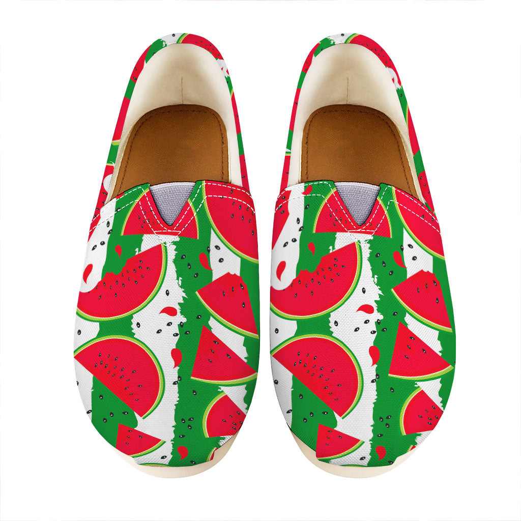 Green Stripes Watermelon Pattern Print Casual Shoes