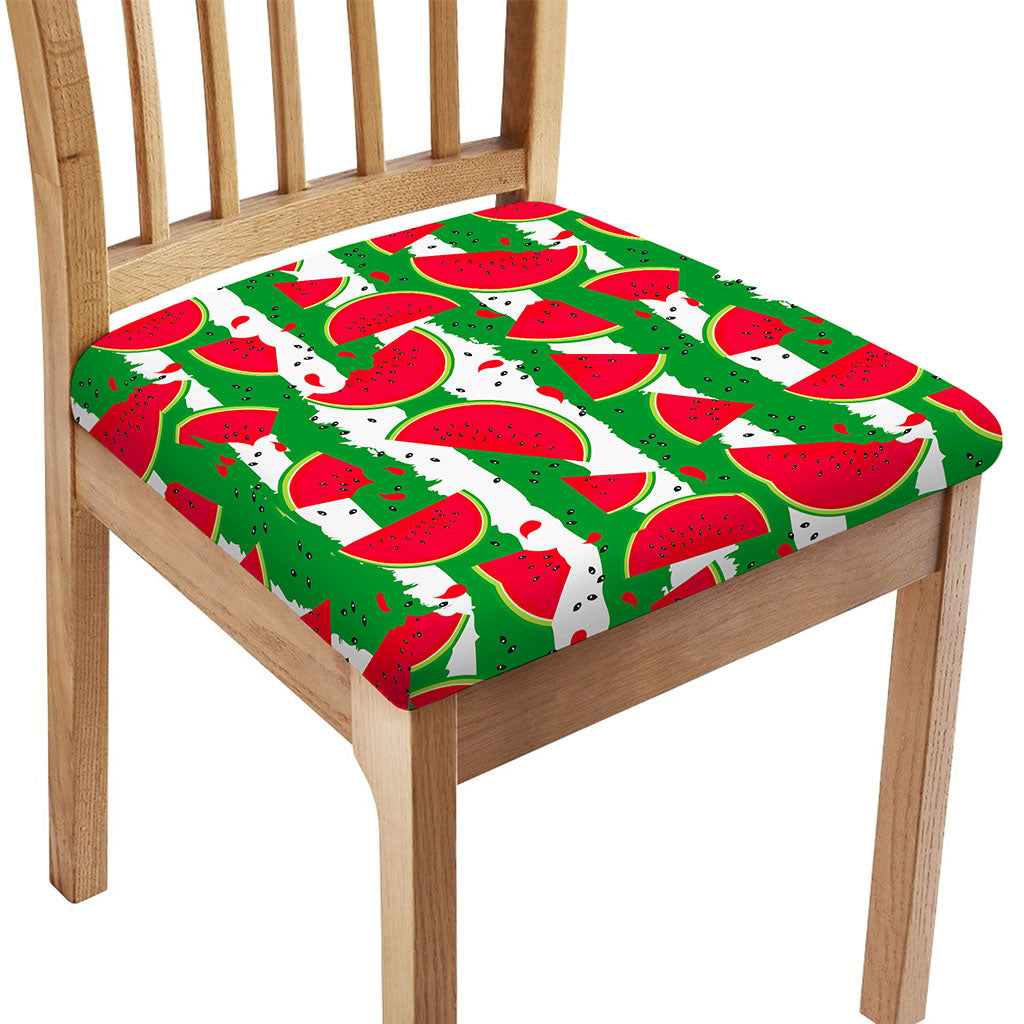 Green Stripes Watermelon Pattern Print Chair Cushion Cover