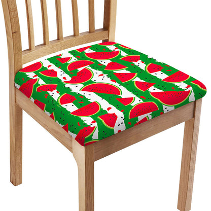 Green Stripes Watermelon Pattern Print Chair Cushion Cover