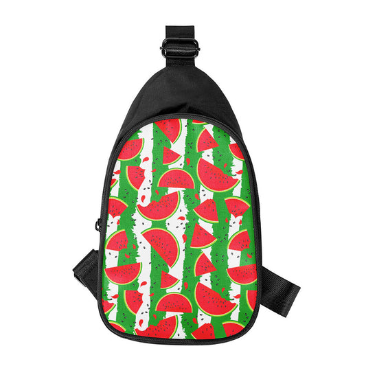 Green Stripes Watermelon Pattern Print Chest Bag