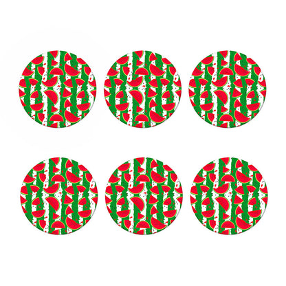 Green Stripes Watermelon Pattern Print Coaster Set