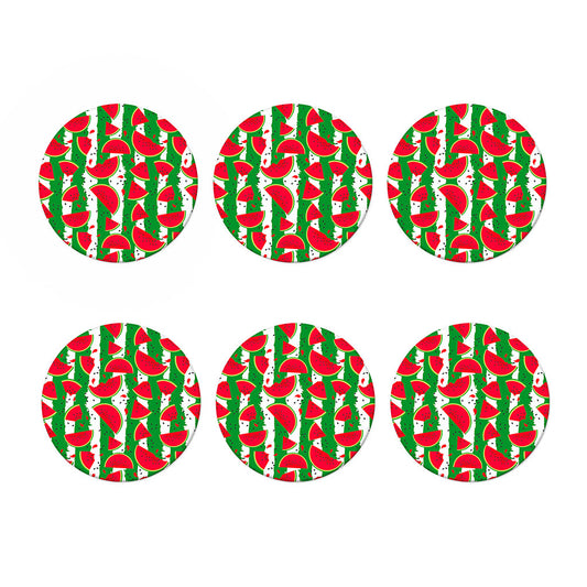 Green Stripes Watermelon Pattern Print Coaster Set