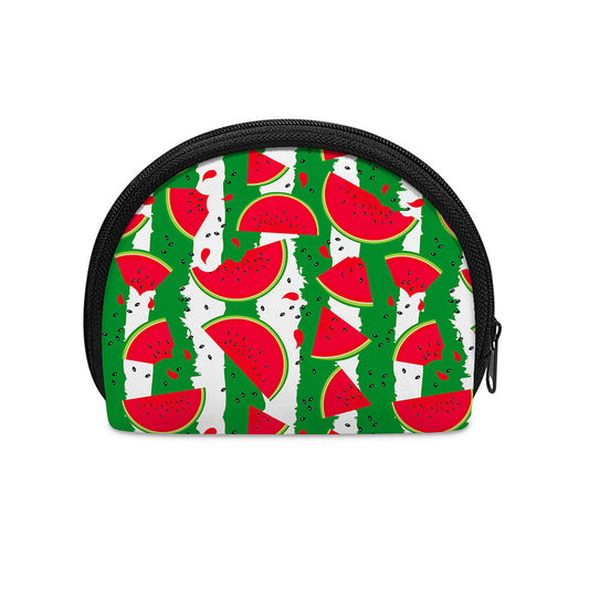 Green Stripes Watermelon Pattern Print Coin Purse