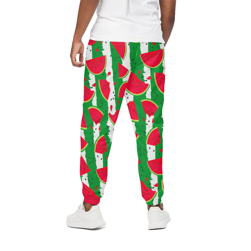 Green Stripes Watermelon Pattern Print Cotton Pants