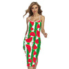 Green Stripes Watermelon Pattern Print Cross Back Cami Dress