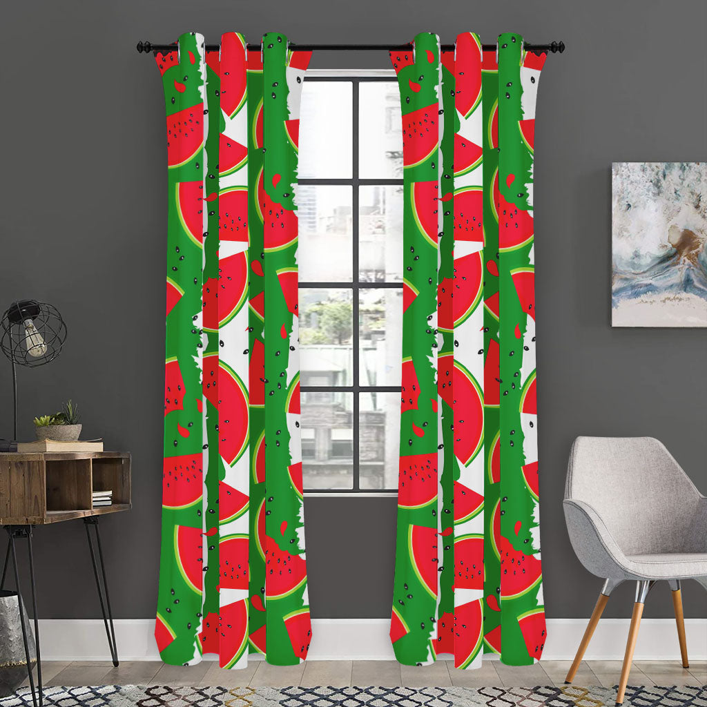 Green Stripes Watermelon Pattern Print Curtain