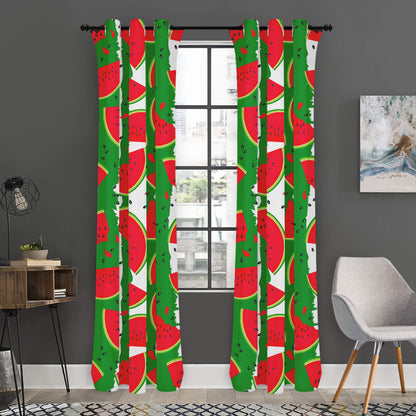 Green Stripes Watermelon Pattern Print Curtain
