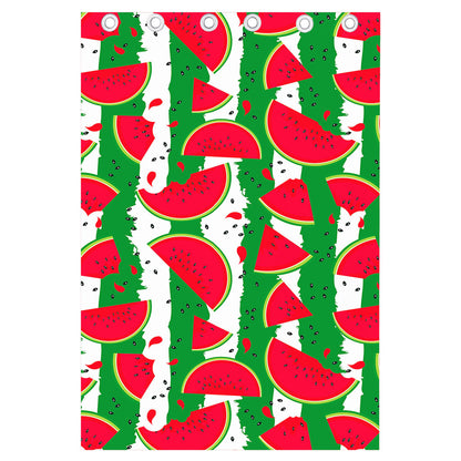 Green Stripes Watermelon Pattern Print Curtain