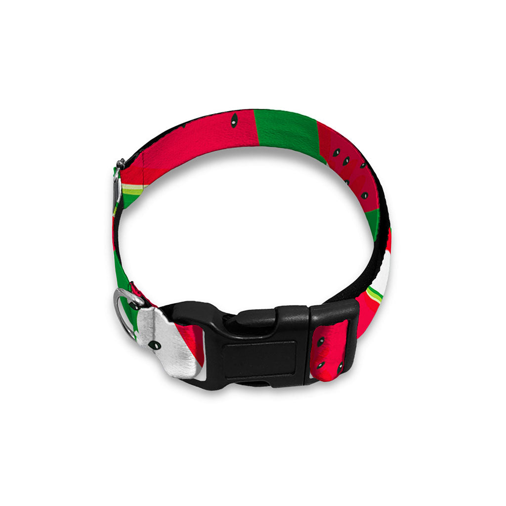 Green Stripes Watermelon Pattern Print Dog Collar