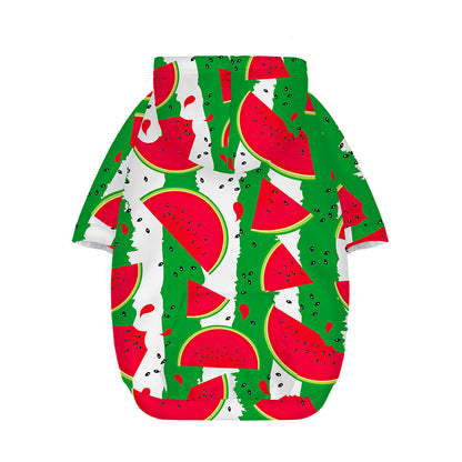 Green Stripes Watermelon Pattern Print Dog Zip Up Hoodie