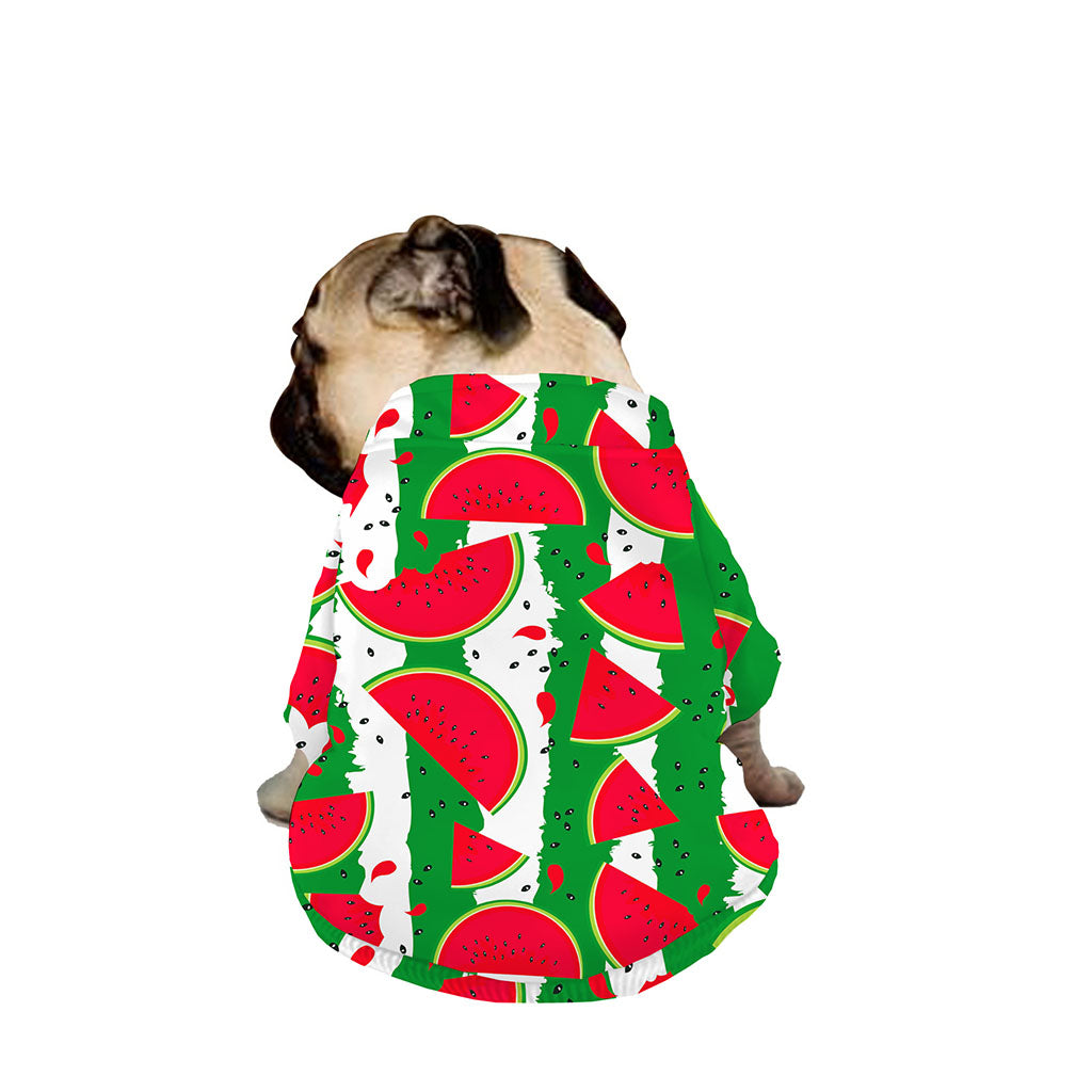Green Stripes Watermelon Pattern Print Dog Zip Up Jacket