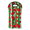 Green Stripes Watermelon Pattern Print Double Neoprene Wine Tote