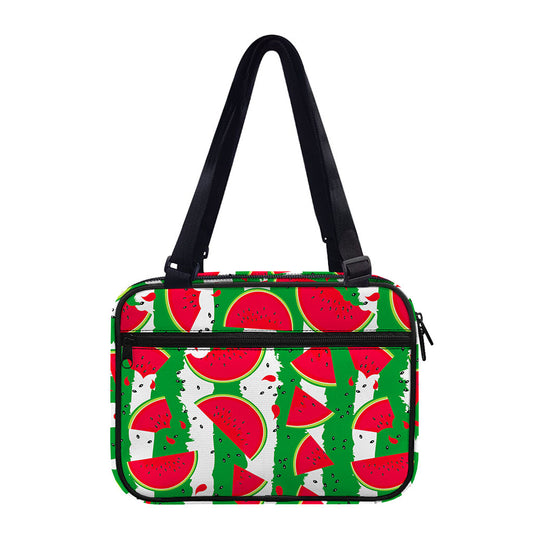 Green Stripes Watermelon Pattern Print Double Strap Bible Bag