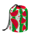 Green Stripes Watermelon Pattern Print Drawstring Makeup Bag