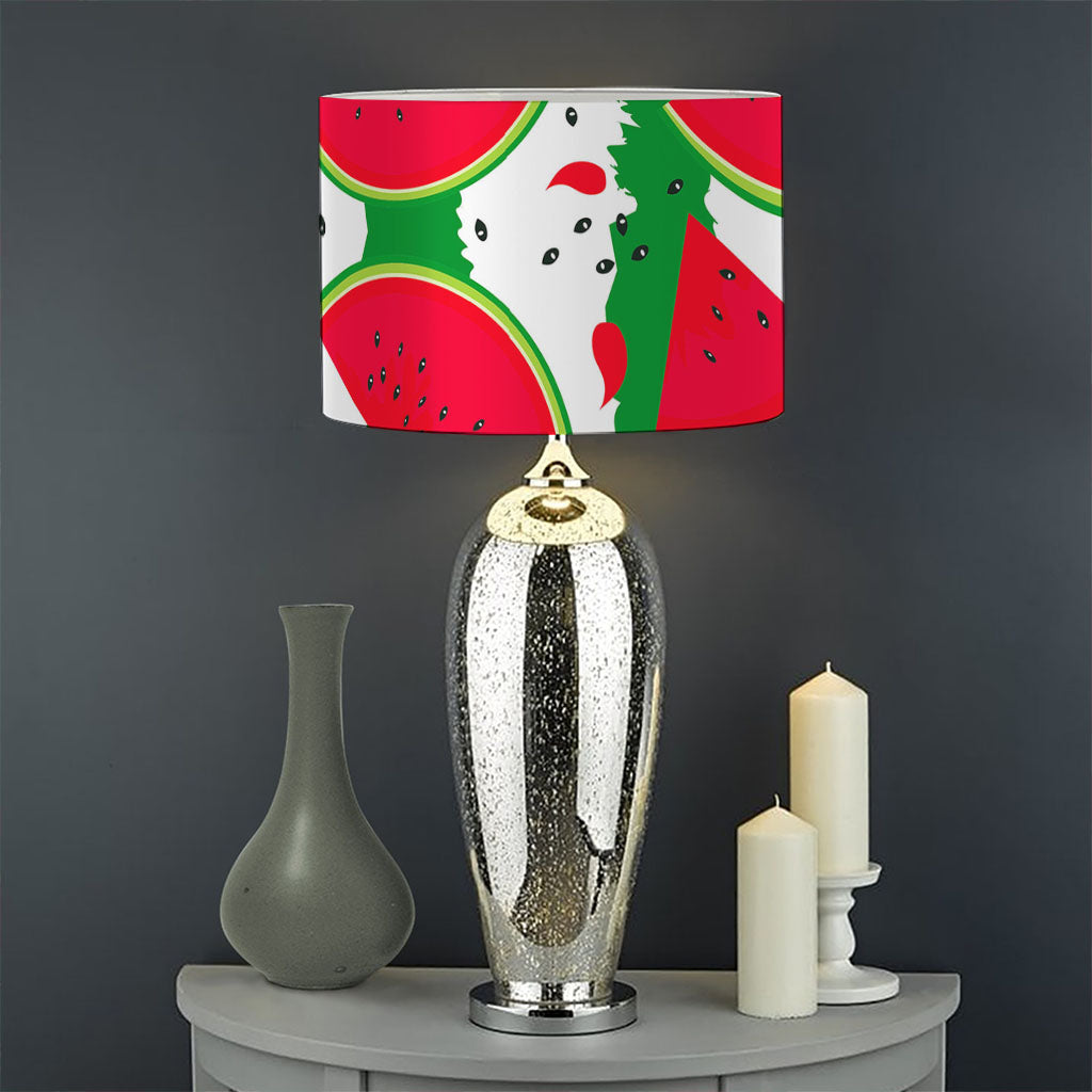 Green Stripes Watermelon Pattern Print Drum Lamp Shade