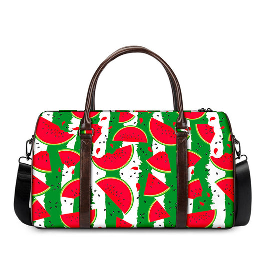 Green Stripes Watermelon Pattern Print Duffle Bag