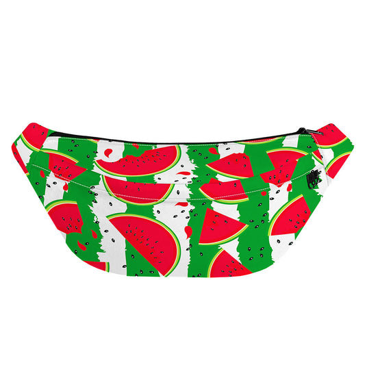 Green Stripes Watermelon Pattern Print Fanny Pack