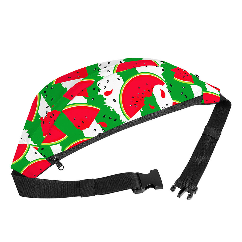 Green Stripes Watermelon Pattern Print Fanny Pack