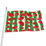 Green Stripes Watermelon Pattern Print Flag