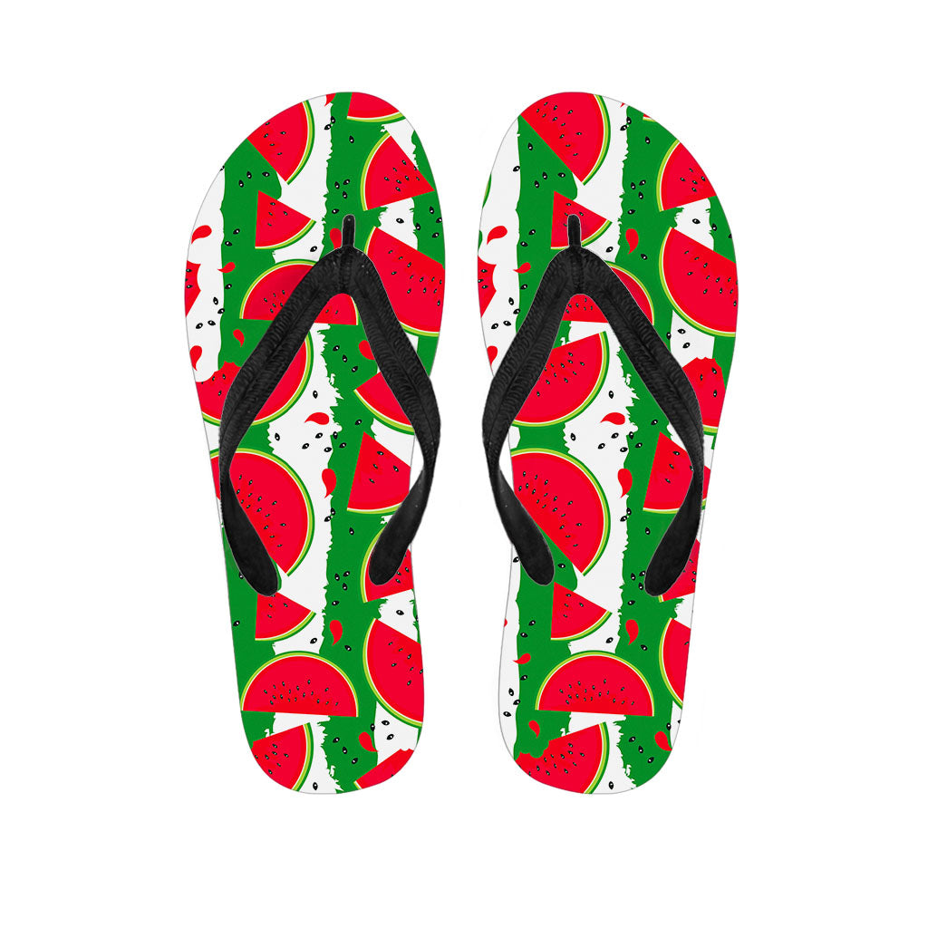 Green Stripes Watermelon Pattern Print Flip Flops