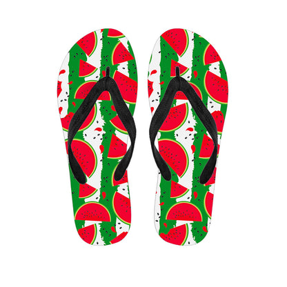 Green Stripes Watermelon Pattern Print Flip Flops