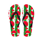 Green Stripes Watermelon Pattern Print Flip Flops