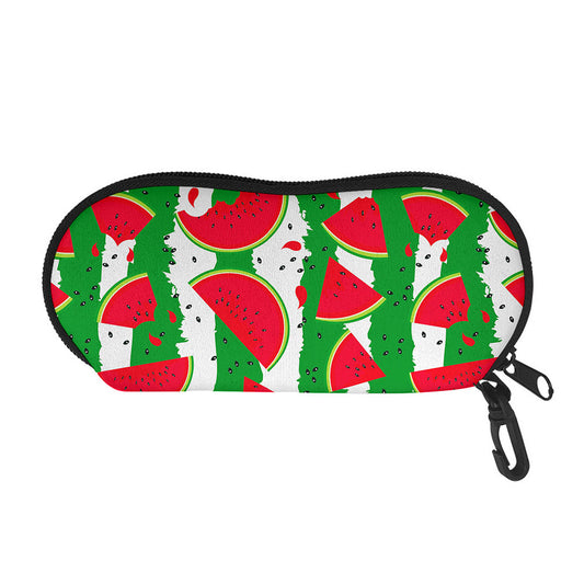 Green Stripes Watermelon Pattern Print Glasses Case