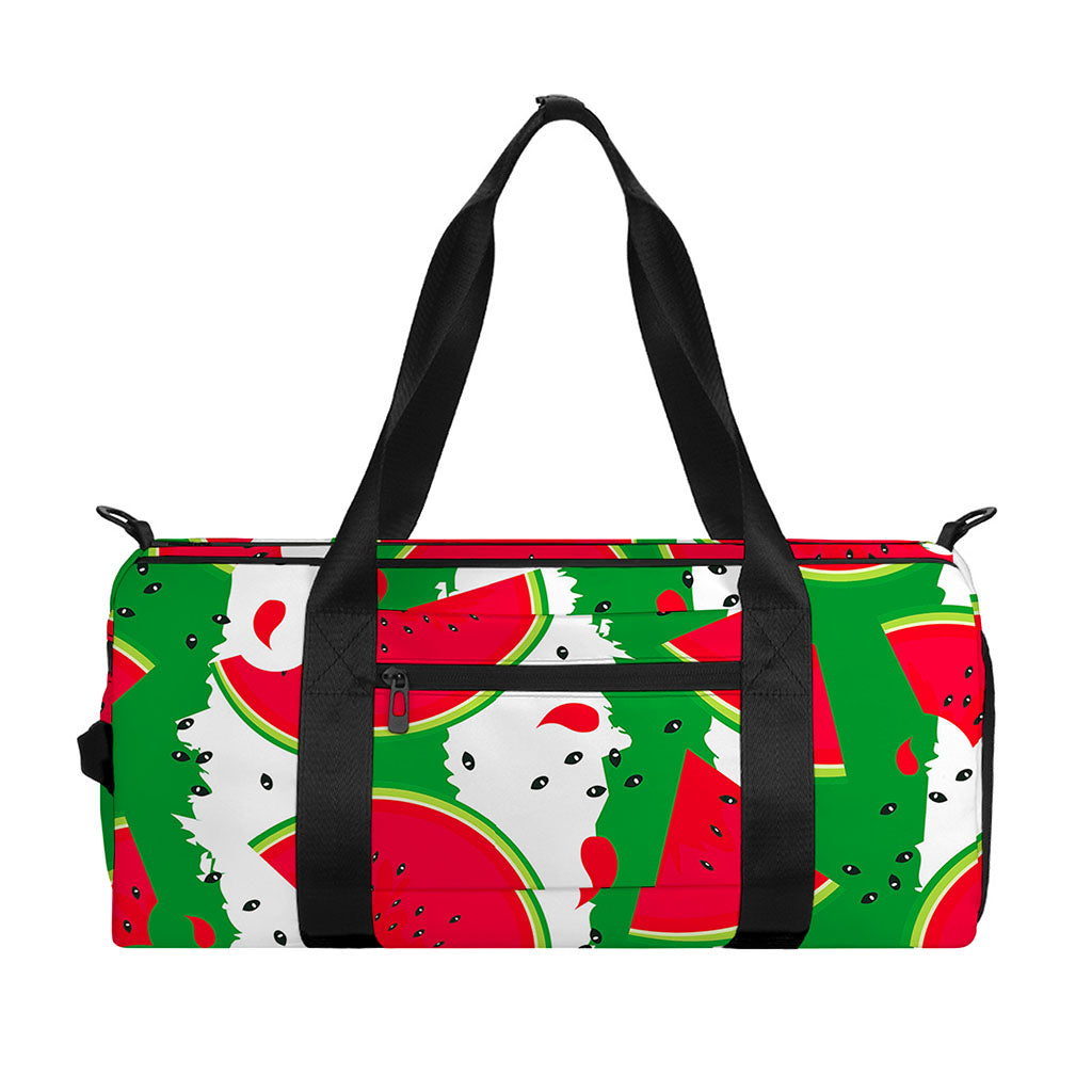 Green Stripes Watermelon Pattern Print Gym Bag