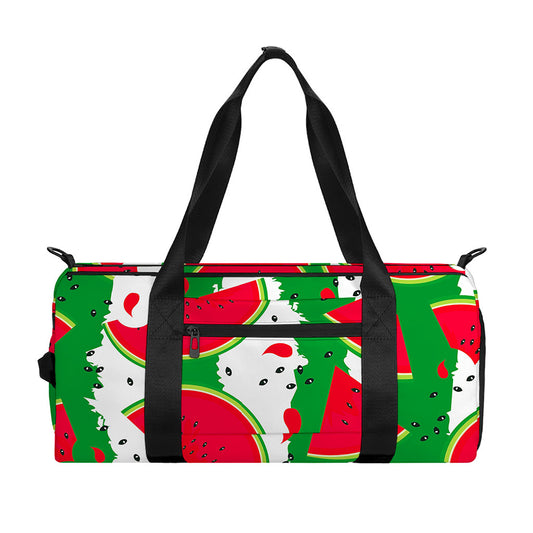 Green Stripes Watermelon Pattern Print Gym Bag