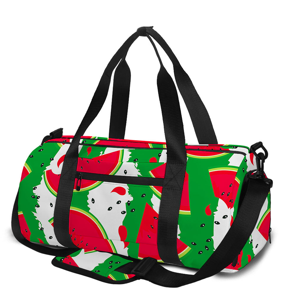 Green Stripes Watermelon Pattern Print Gym Bag