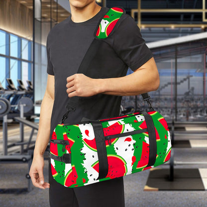 Green Stripes Watermelon Pattern Print Gym Bag