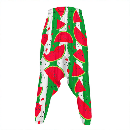 Green Stripes Watermelon Pattern Print Hammer Pants
