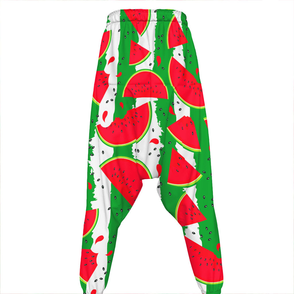 Green Stripes Watermelon Pattern Print Hammer Pants