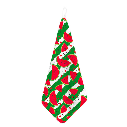 Green Stripes Watermelon Pattern Print Hand Towel